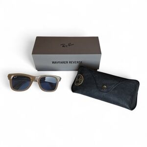 Ray-Ban Beige Sunglasses with Blue Lenses